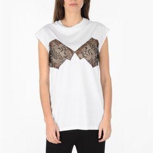 Maison Margiela MM1 Sleeveless T-shirt with Lace Detail IT38